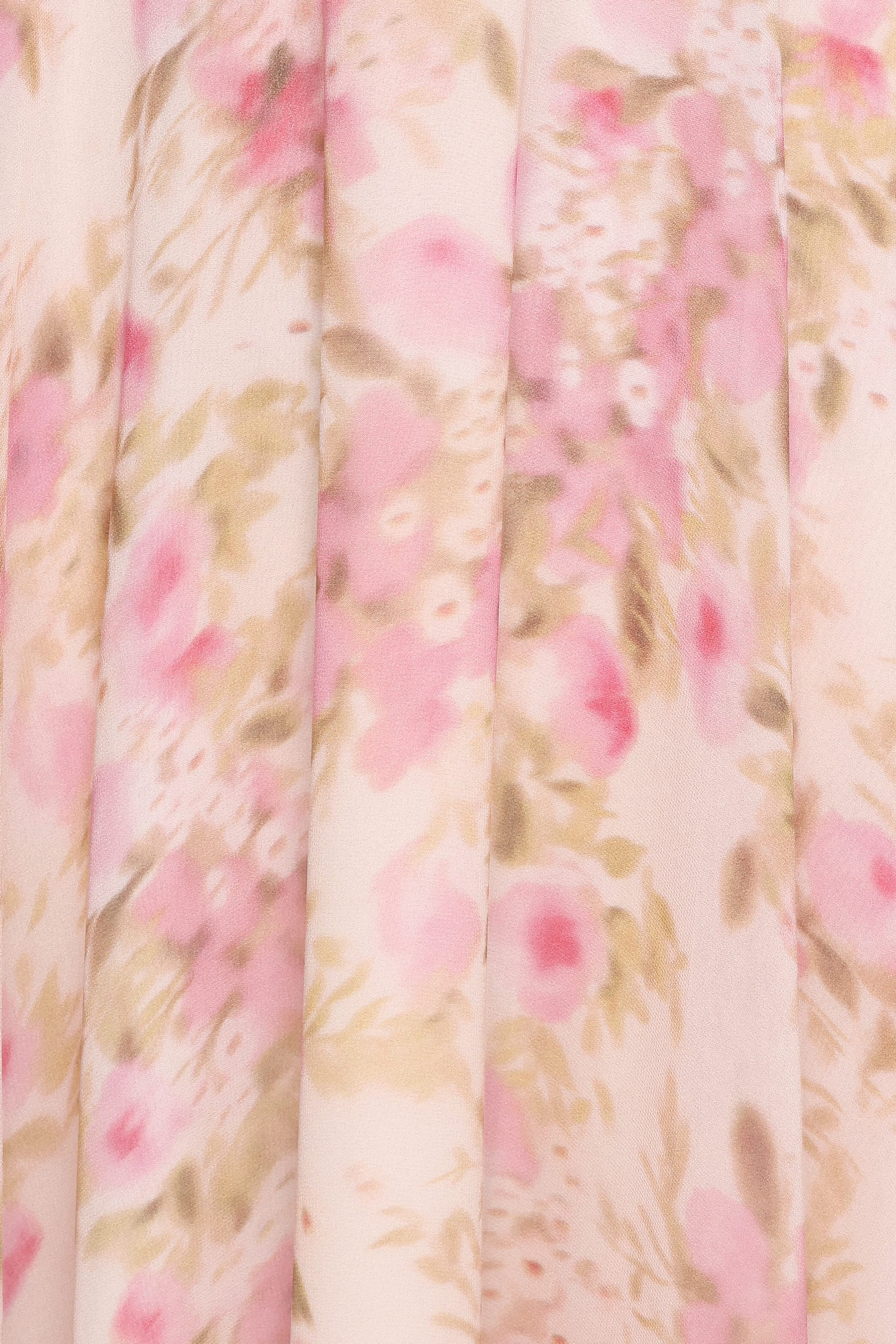 Petal and Pup USA BOTTOMS Mena Pleated Maxi Skirt - Blurred Pink Floral