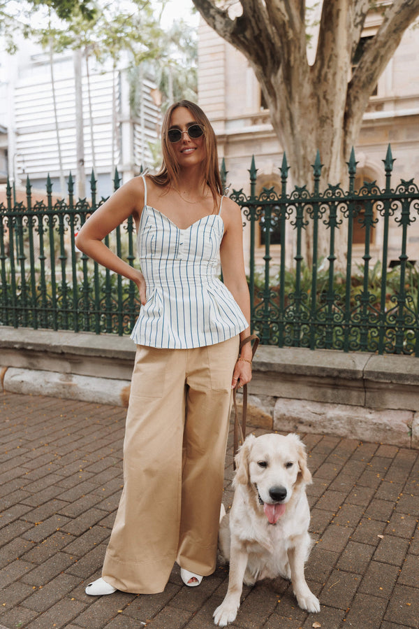 Petal and Pup USA BOTTOMS Mia Wide Leg Cropped Pant - Taupe