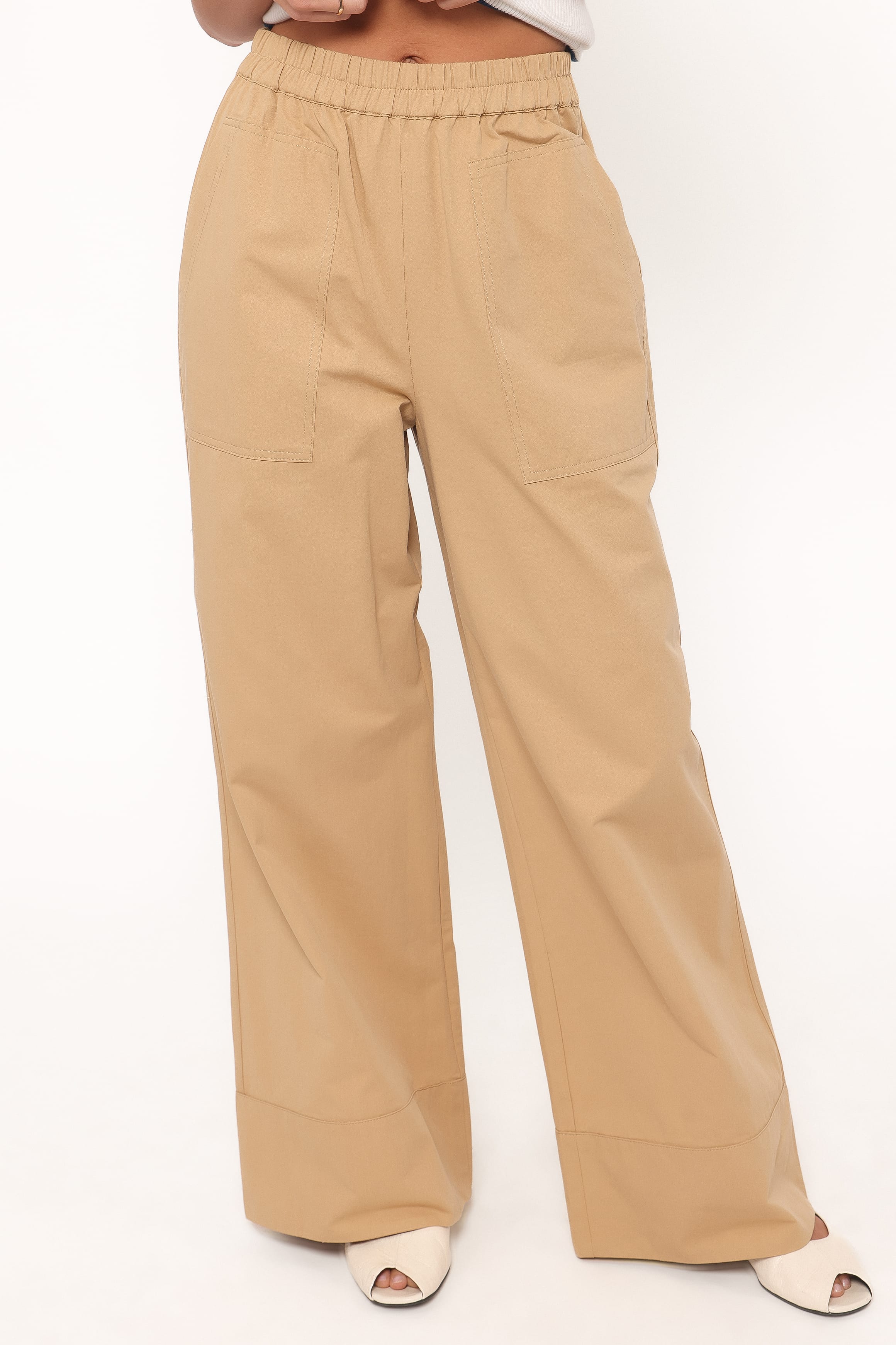Petal and Pup USA BOTTOMS Mia Wide Leg Cropped Pant - Taupe