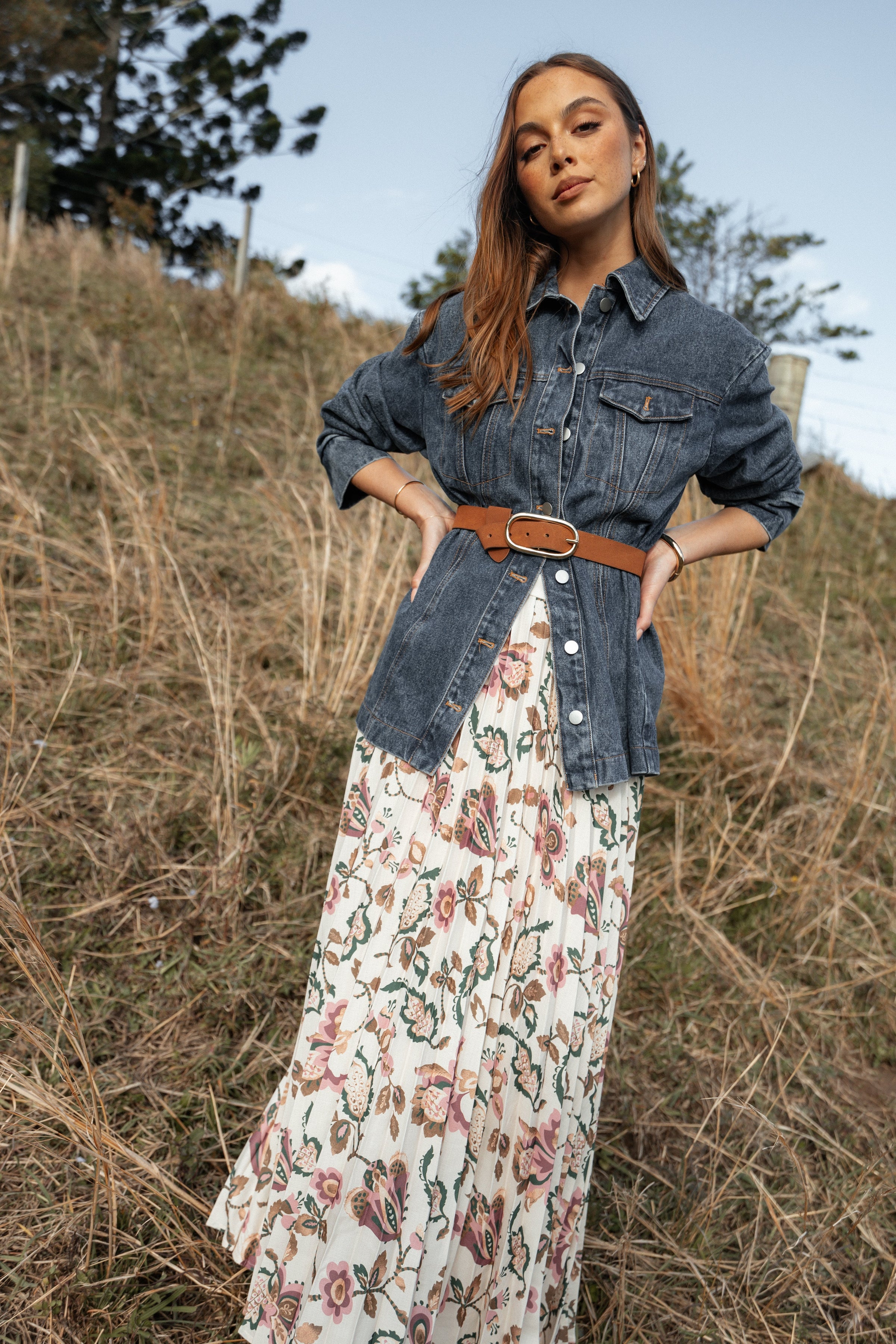 Petal and Pup USA BOTTOMS Michael Pleated Midi Skirt - Paisley Floral