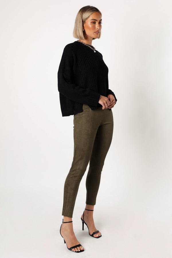 Petal and Pup USA BOTTOMS Morgan Suede Look Legging - Olive