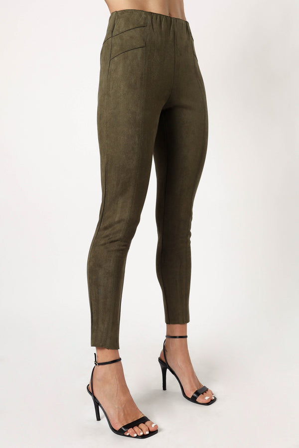 Petal and Pup USA BOTTOMS Morgan Suede Look Legging - Olive