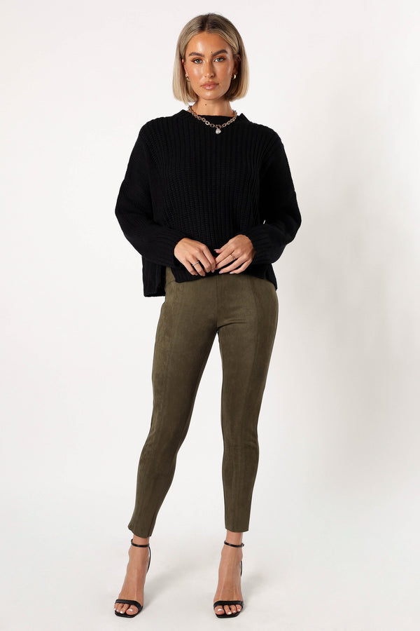 Petal and Pup USA BOTTOMS Morgan Suede Look Legging - Olive