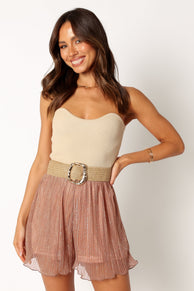 Petal and Pup USA BOTTOMS Nancy Plisse Shorts - Rose Gold