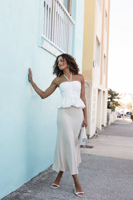 Petal and Pup USA BOTTOMS Nelle Midi Skirt - Oatmeal