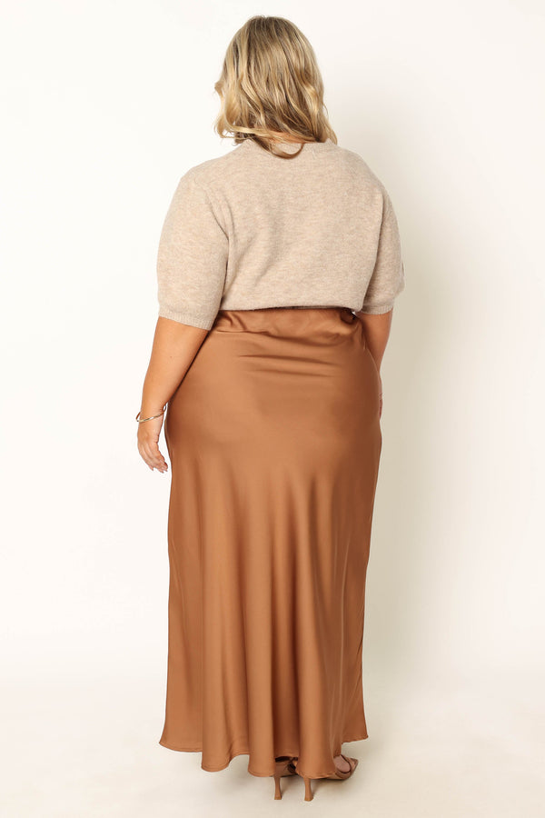 Petal and Pup USA BOTTOMS Nellie Satin Midi Skirt - Bronze