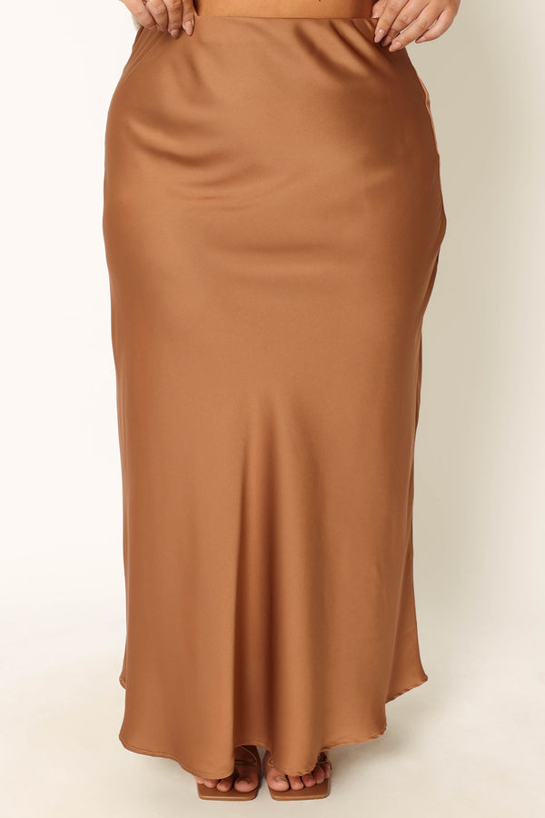 Petal and Pup USA BOTTOMS Nellie Satin Midi Skirt - Bronze