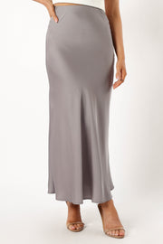 Petal and Pup USA BOTTOMS Nellie Satin Midi Skirt - Silver
