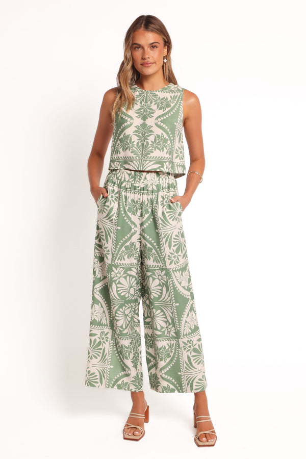 Petal and Pup USA BOTTOMS Nevin Pant - Green Floral