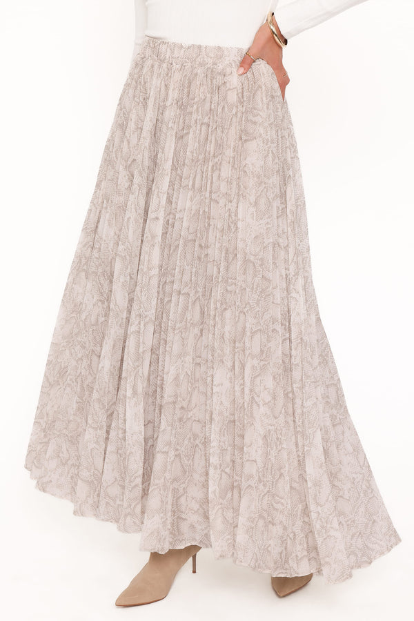 Petal and Pup USA BOTTOMS Nicki Pleated Maxi Skirt - Snake Print
