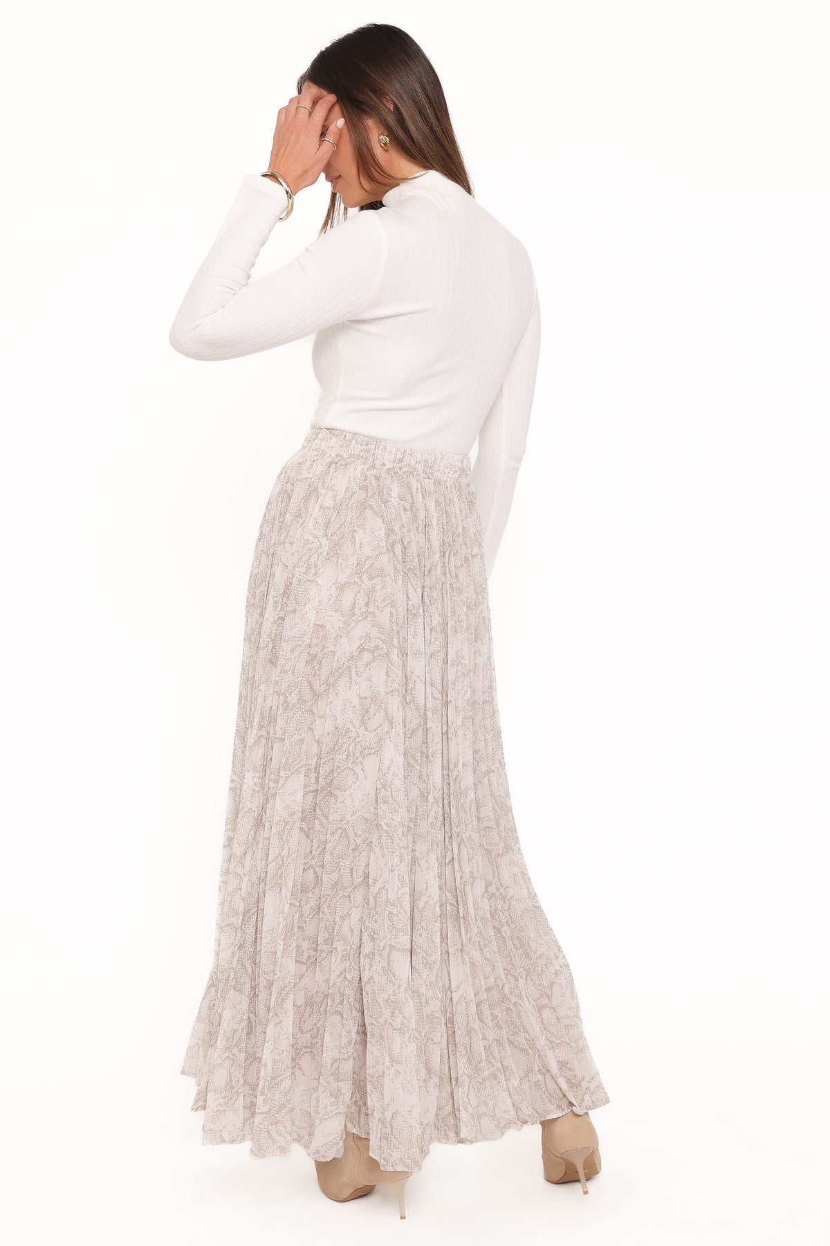 Petal and Pup USA BOTTOMS Nicki Pleated Maxi Skirt - Snake Print