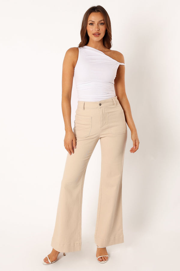 Petal and Pup USA BOTTOMS Nico Wide Leg Jean - Beige