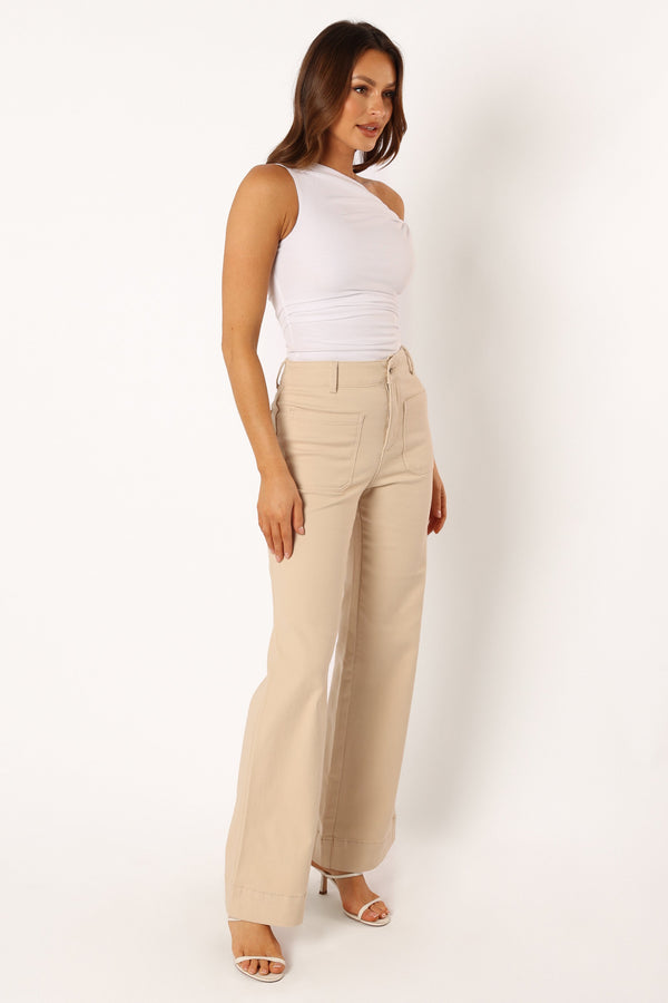 Petal and Pup USA BOTTOMS Nico Wide Leg Jean - Beige