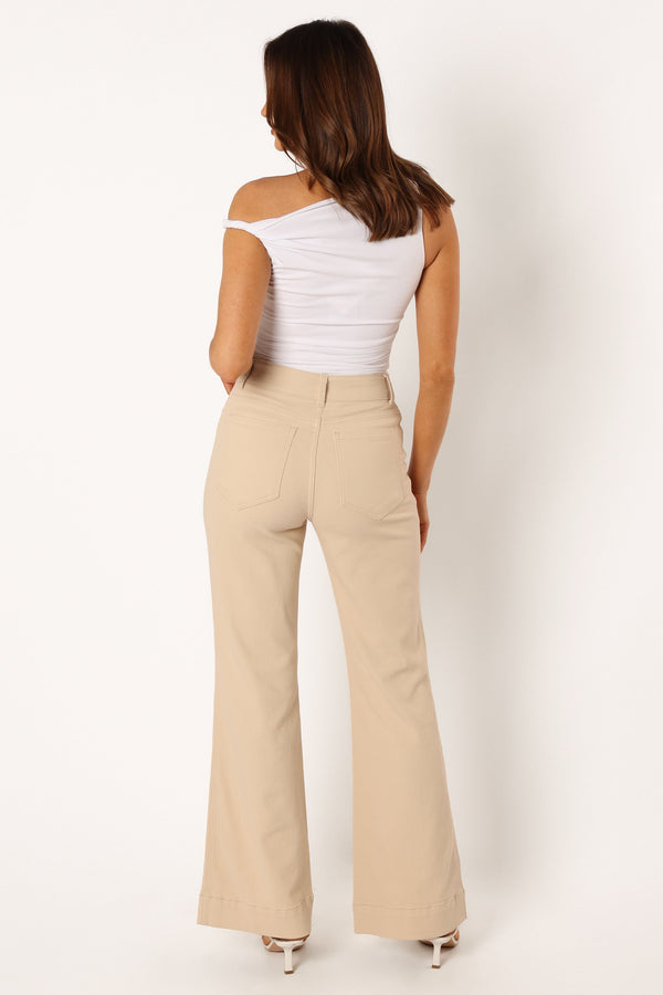 Petal and Pup USA BOTTOMS Nico Wide Leg Jean - Beige