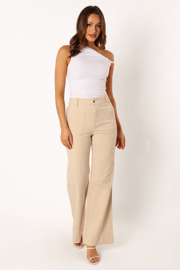 Petal and Pup USA BOTTOMS Nico Wide Leg Jean - Beige