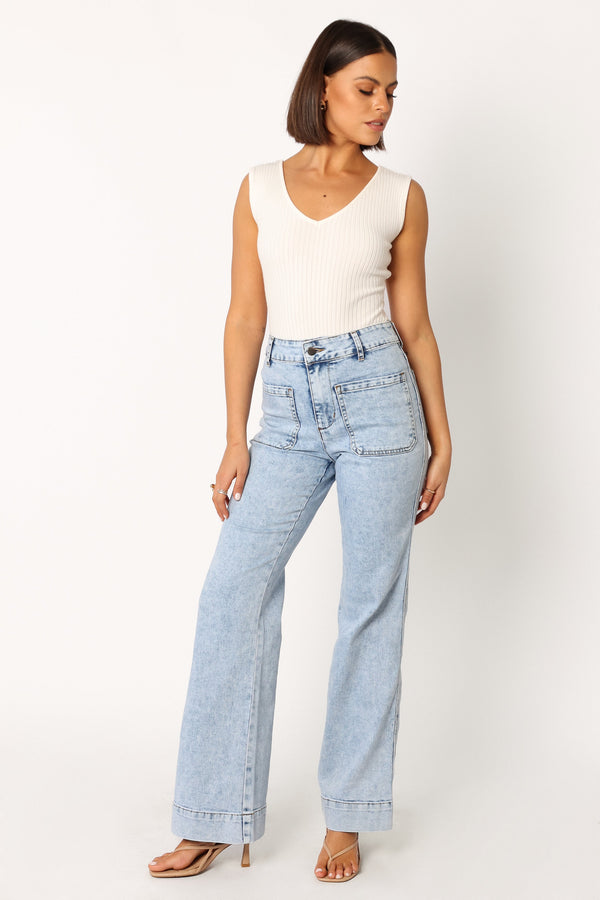Petal and Pup USA BOTTOMS Nico Wide Leg Jean - Blue (Hold for Rack)