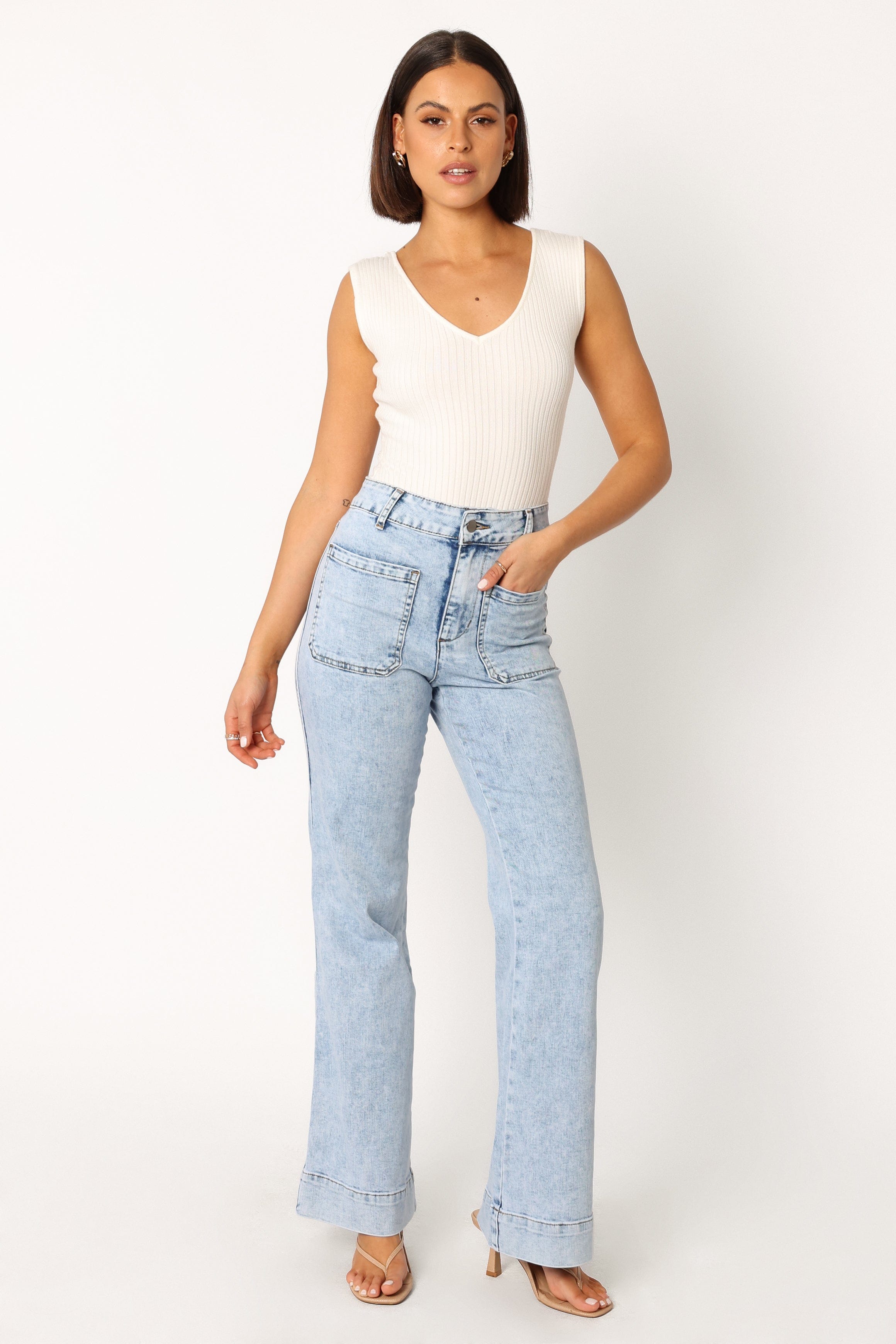 Petal and Pup USA BOTTOMS Nico Wide Leg Jean - Blue (Hold for Rack)