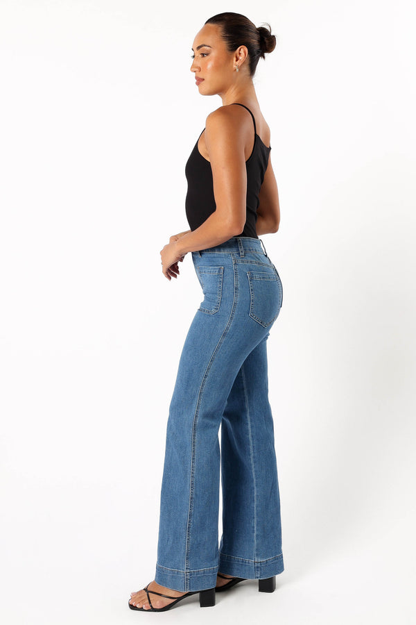 Petal and Pup USA BOTTOMS Nico Wide Leg Jean - Dark Blue