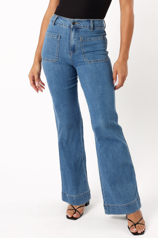 Petal and Pup USA BOTTOMS Nico Wide Leg Jean - Dark Blue