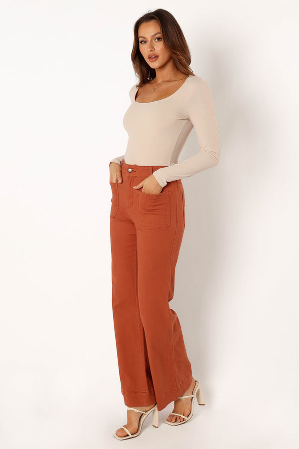 Petal and Pup USA BOTTOMS Nico Wide Leg Jean - Tan