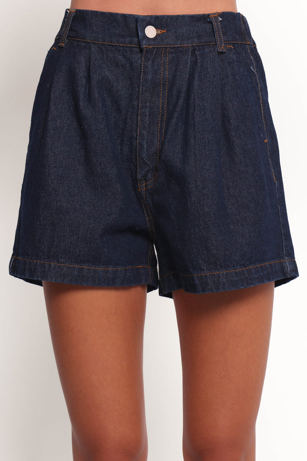 Petal and Pup USA BOTTOMS Nylah Pleated Denim Short - Mid Denim (Hold for Rack)