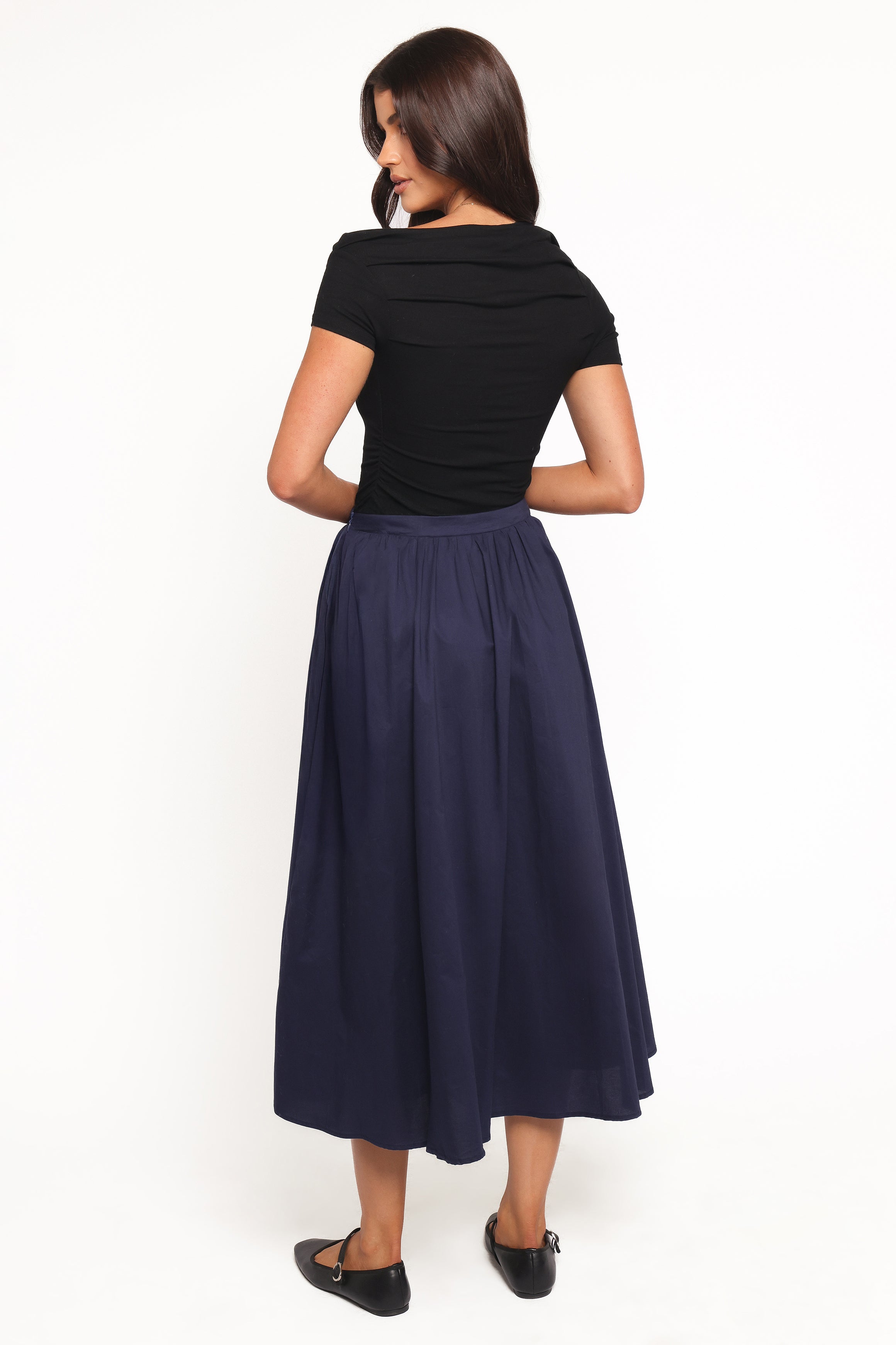 Petal and Pup USA BOTTOMS Oakley Midi Skirt - Navy
