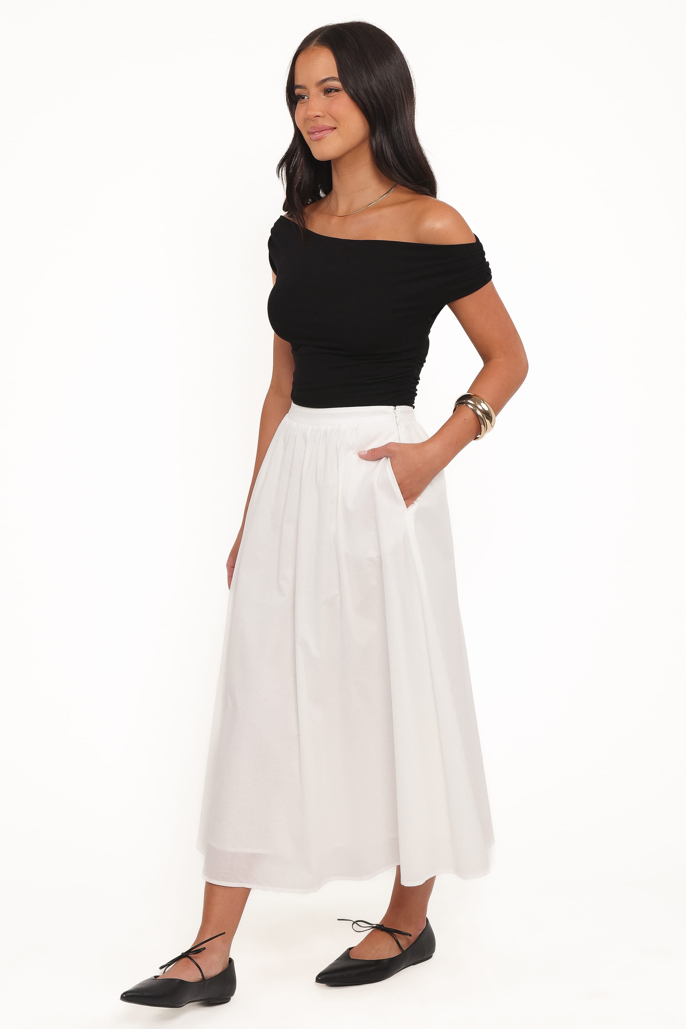 Petal and Pup USA BOTTOMS Oakley Midi Skirt - White