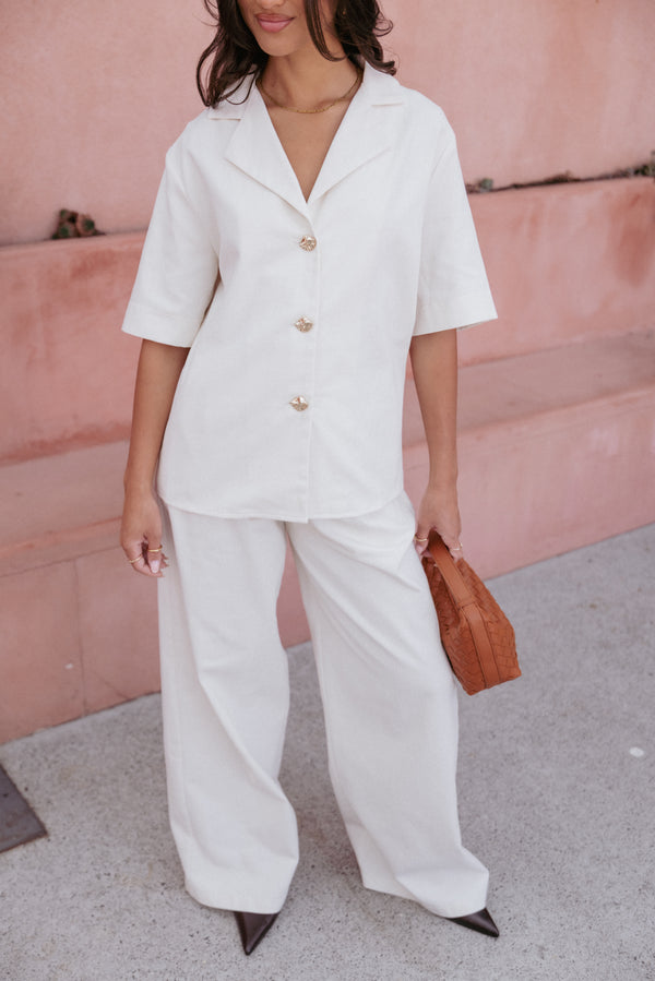 Petal and Pup USA BOTTOMS Odelia Denim Pant - Off White