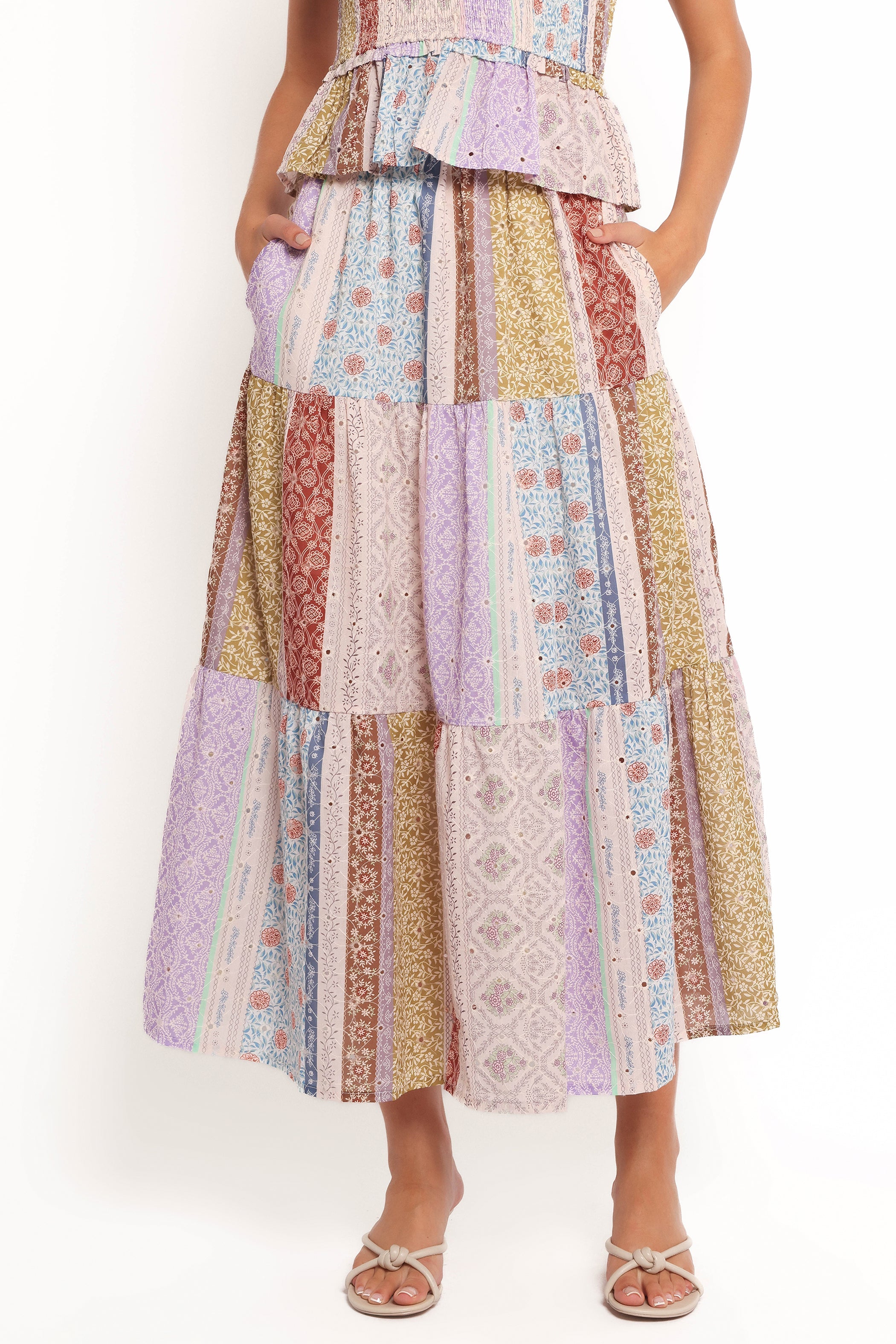 Petal and Pup USA BOTTOMS Petai Patchwork Maxi Skirt - Botanic Multi