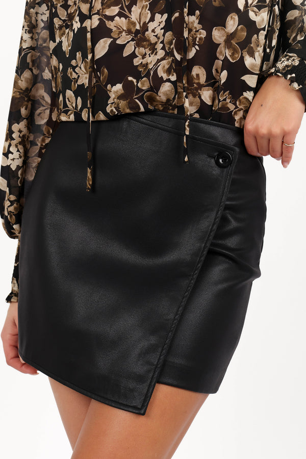 Petal and Pup USA BOTTOMS Rebecca Faux Leather Mini Skirt - Black