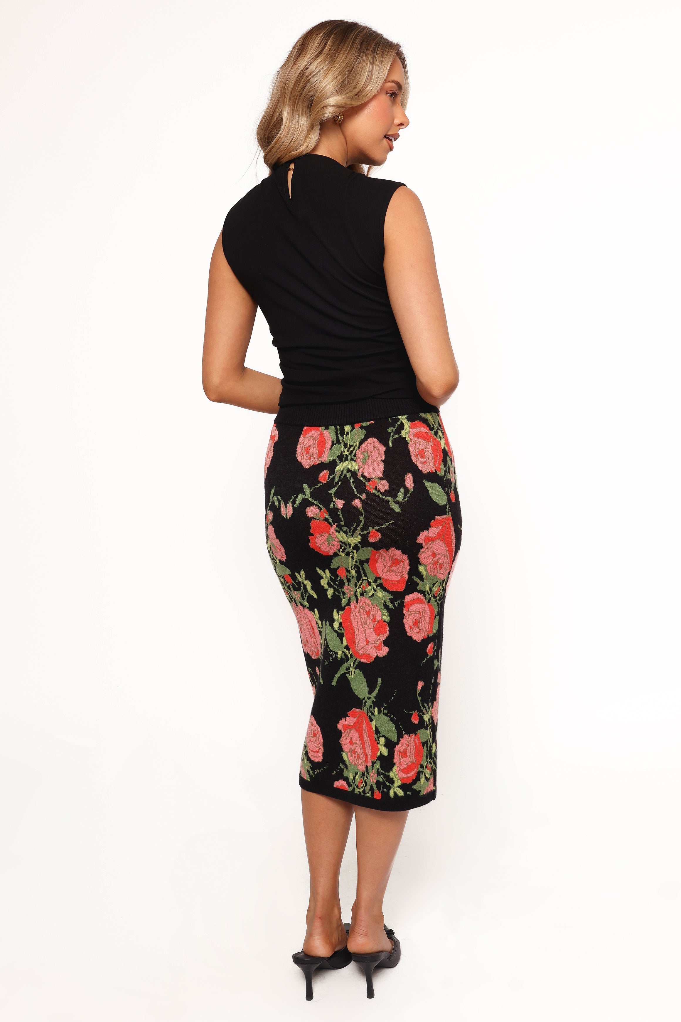 Petal and Pup USA BOTTOMS Reeva Knit Skirt - Black Floral