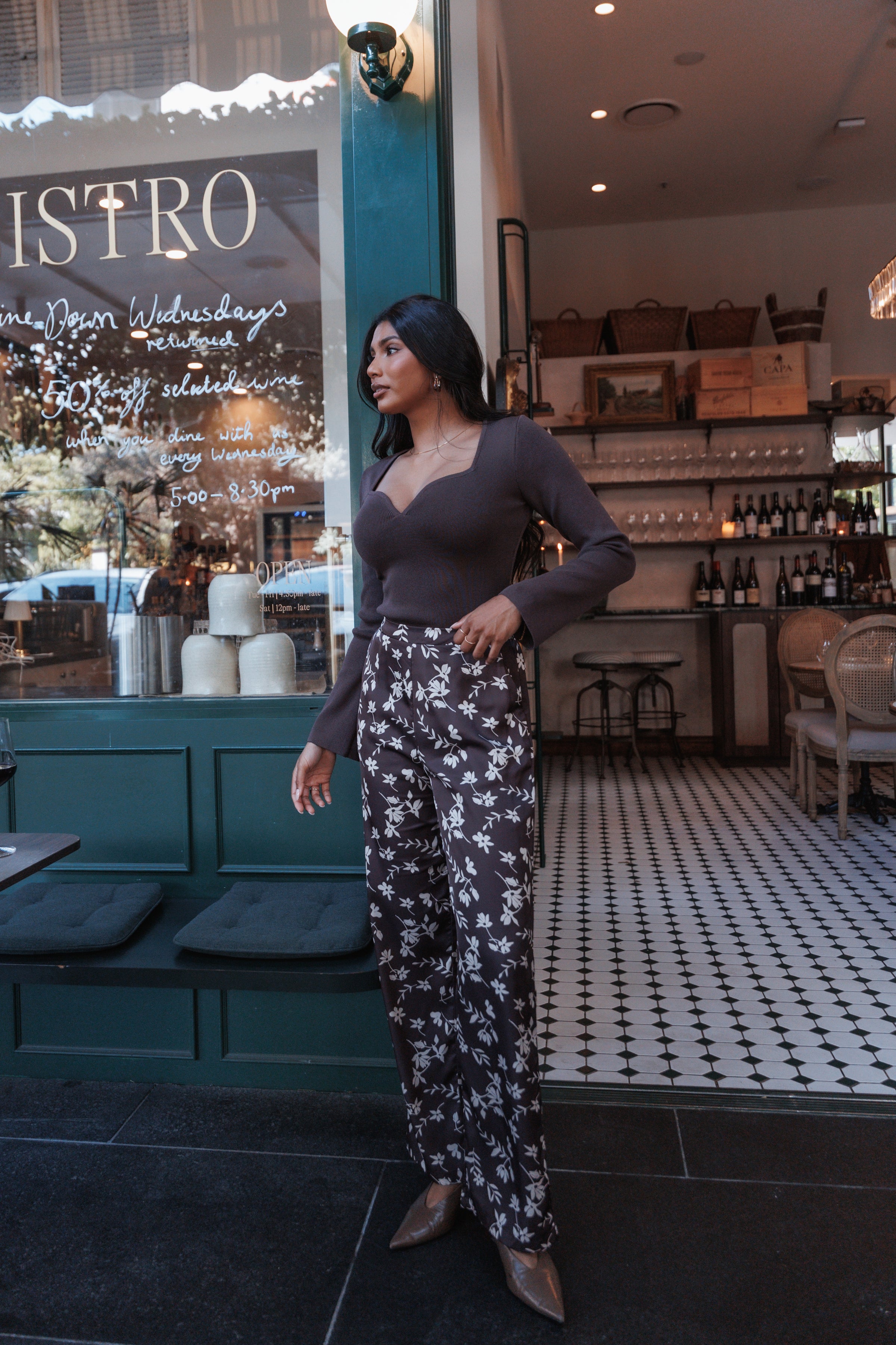 Petal and Pup USA BOTTOMS Romola Pant - Brown Cream Floral