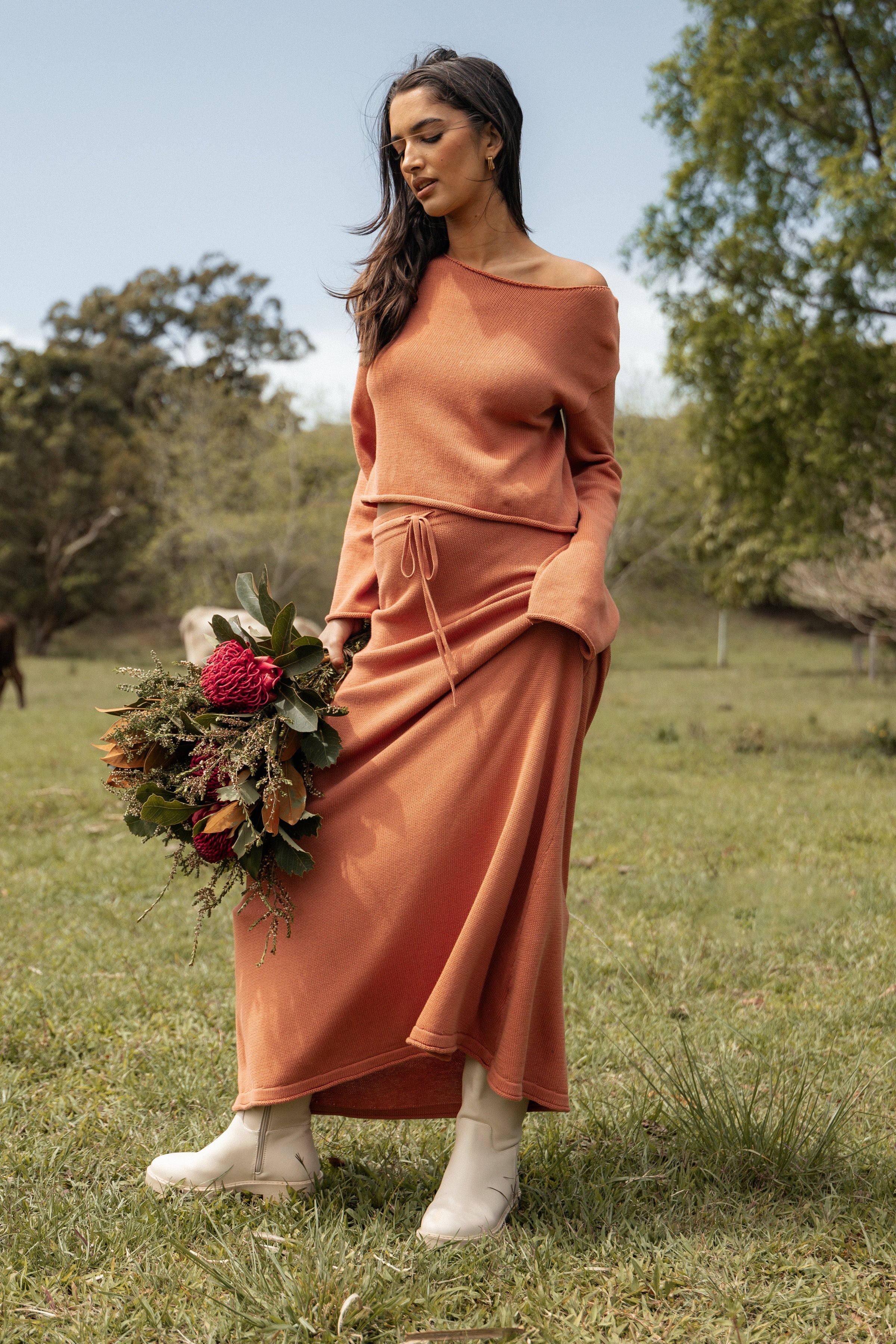 Petal and Pup USA BOTTOMS Rooney Knit Skirt - Cinnamon (Hold for Rack)