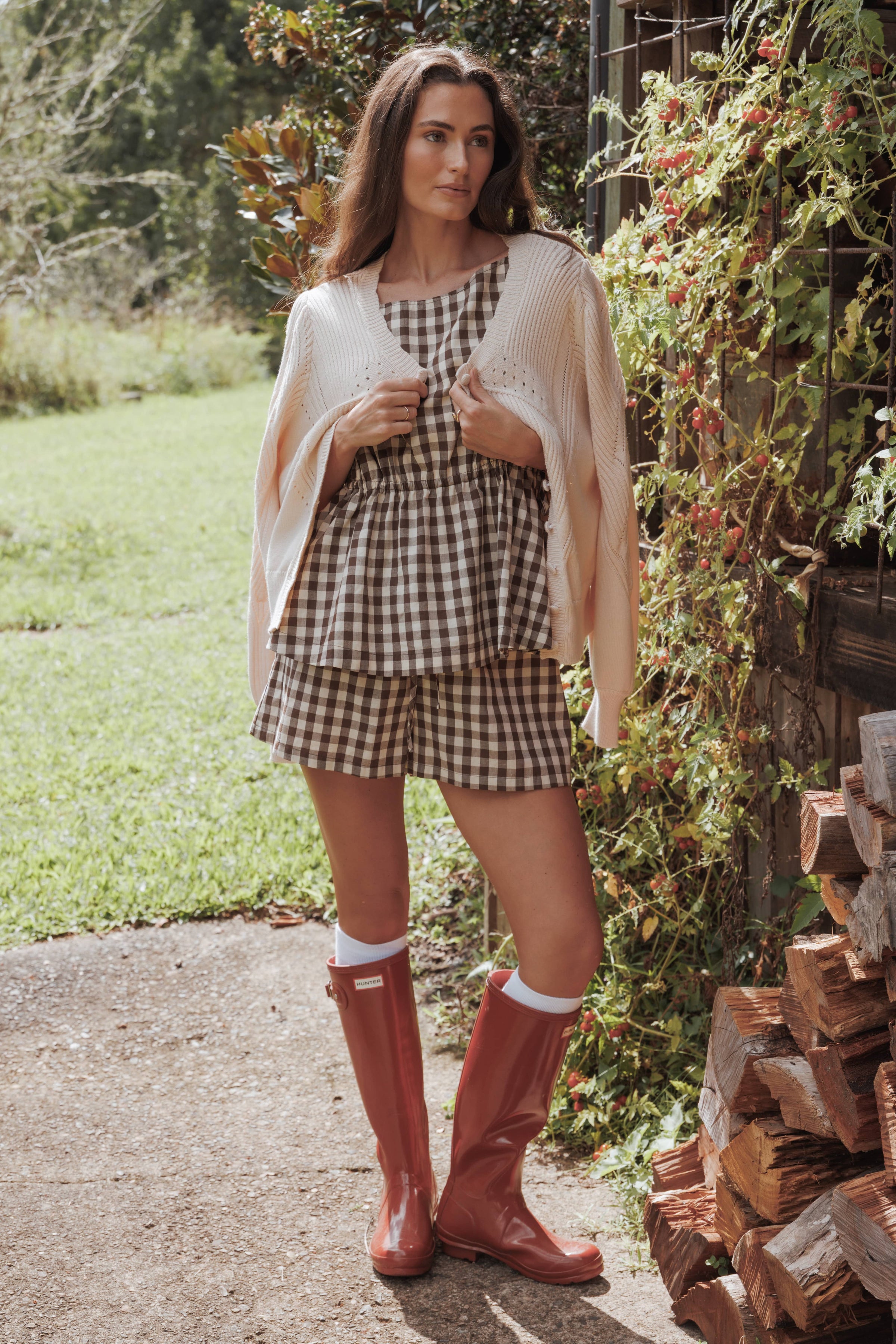 Petal and Pup USA BOTTOMS Rory Shorts - Brown Gingham