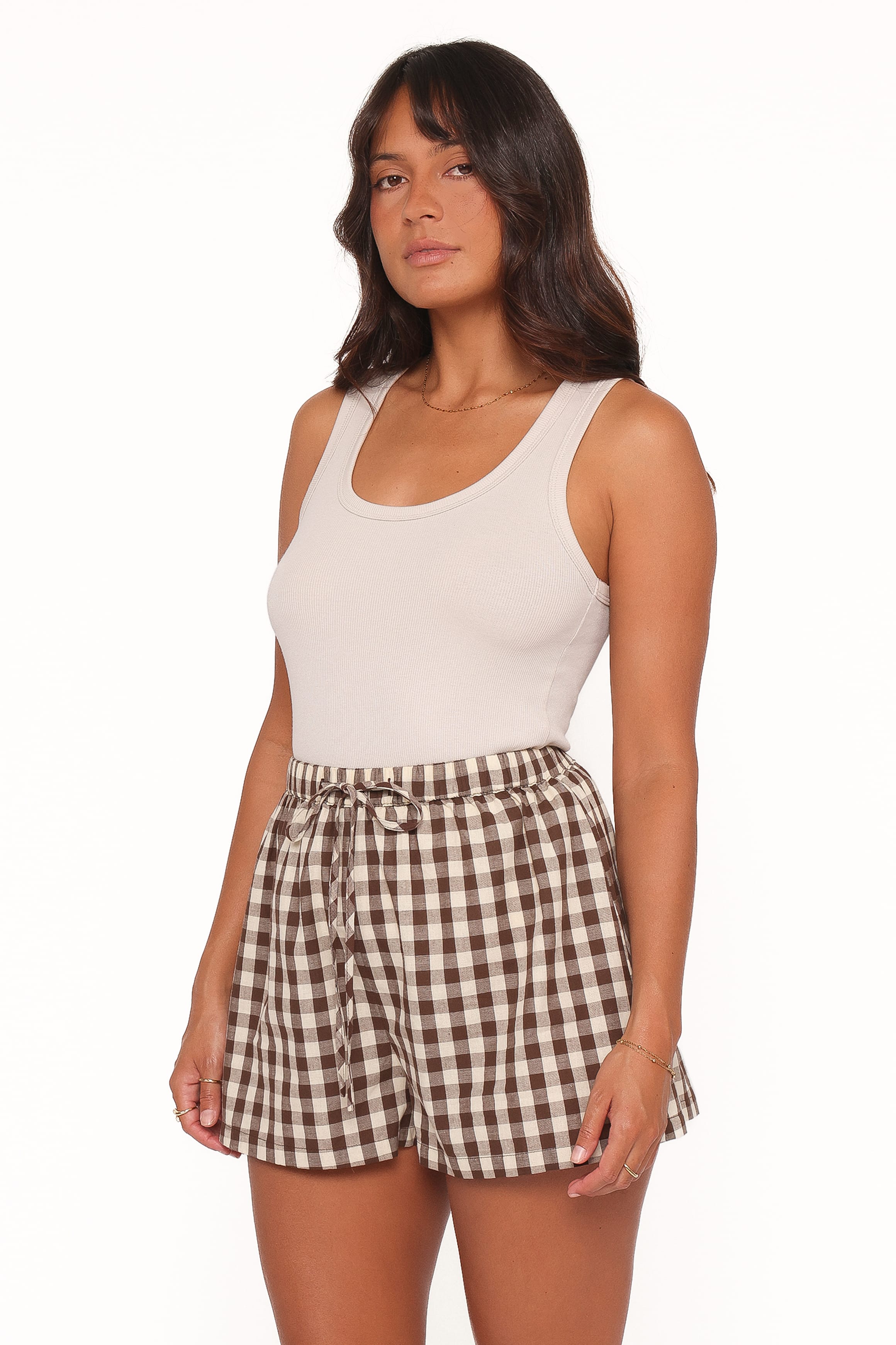 Petal and Pup USA BOTTOMS Rory Shorts - Brown Gingham