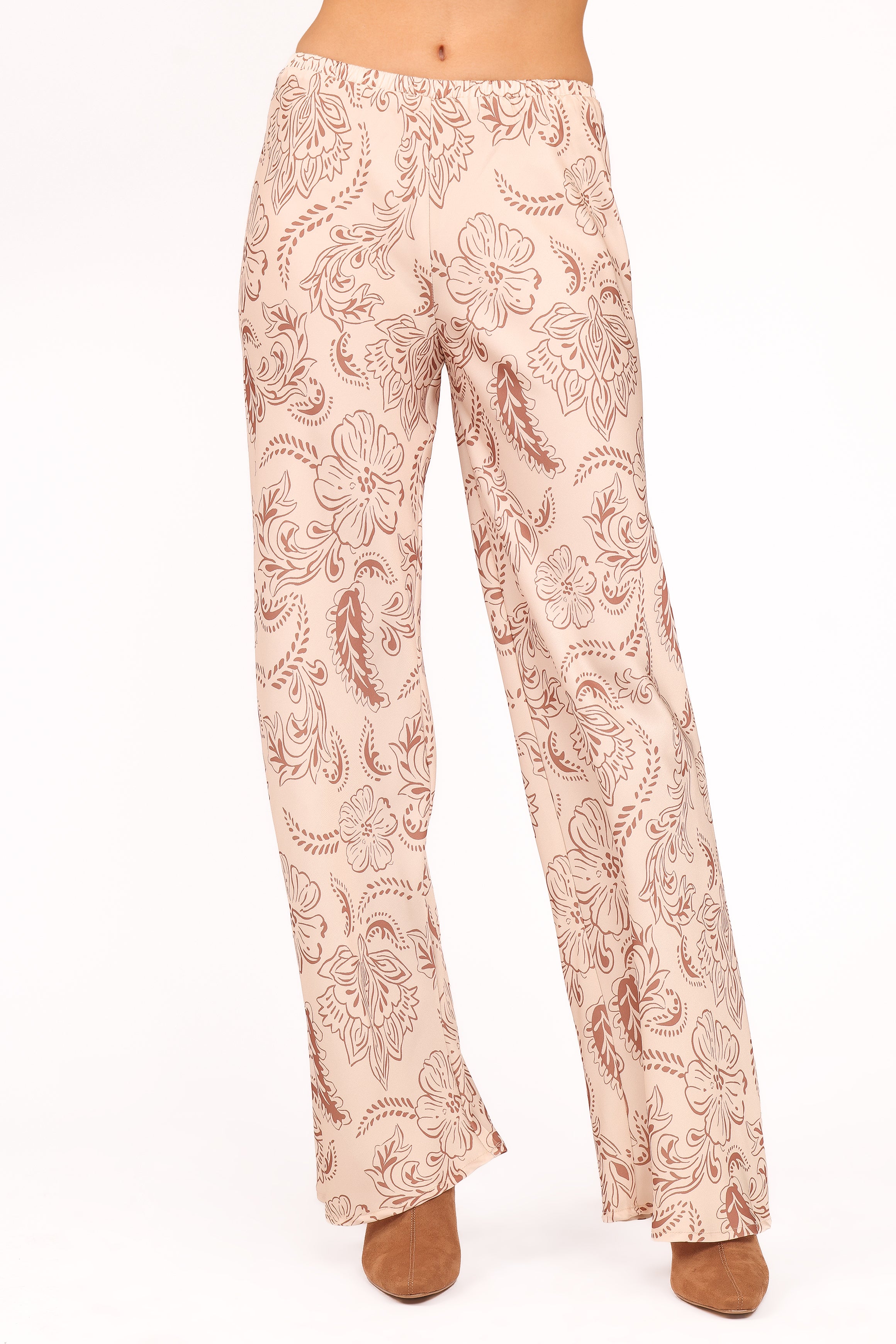 Petal and Pup USA BOTTOMS Rosalie Satin Pant - Brown Paisley