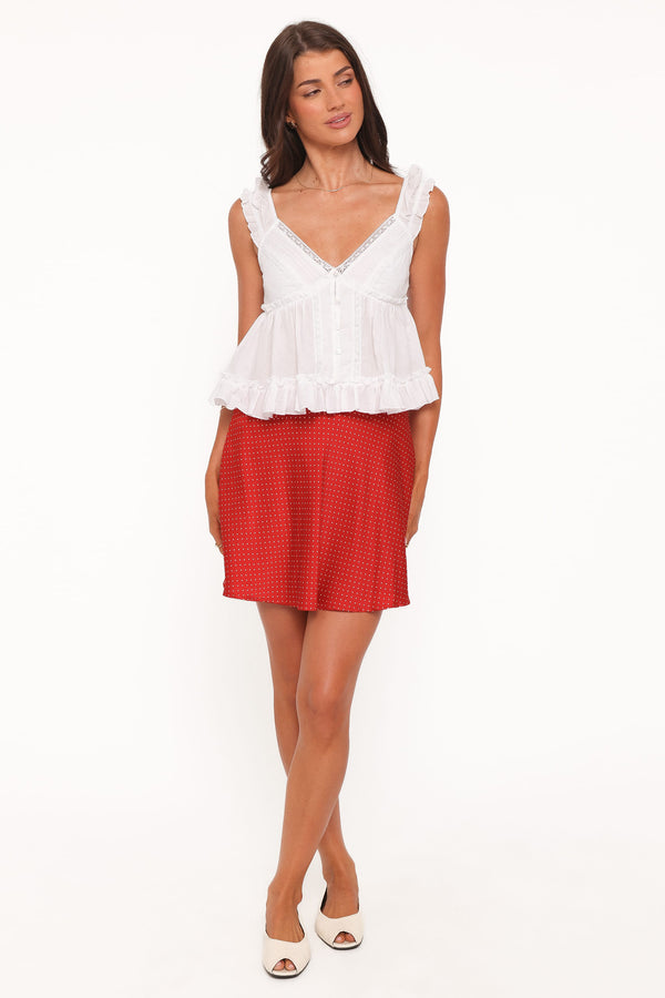 Petal and Pup USA BOTTOMS Sabina Skater Skirt - Red Dot