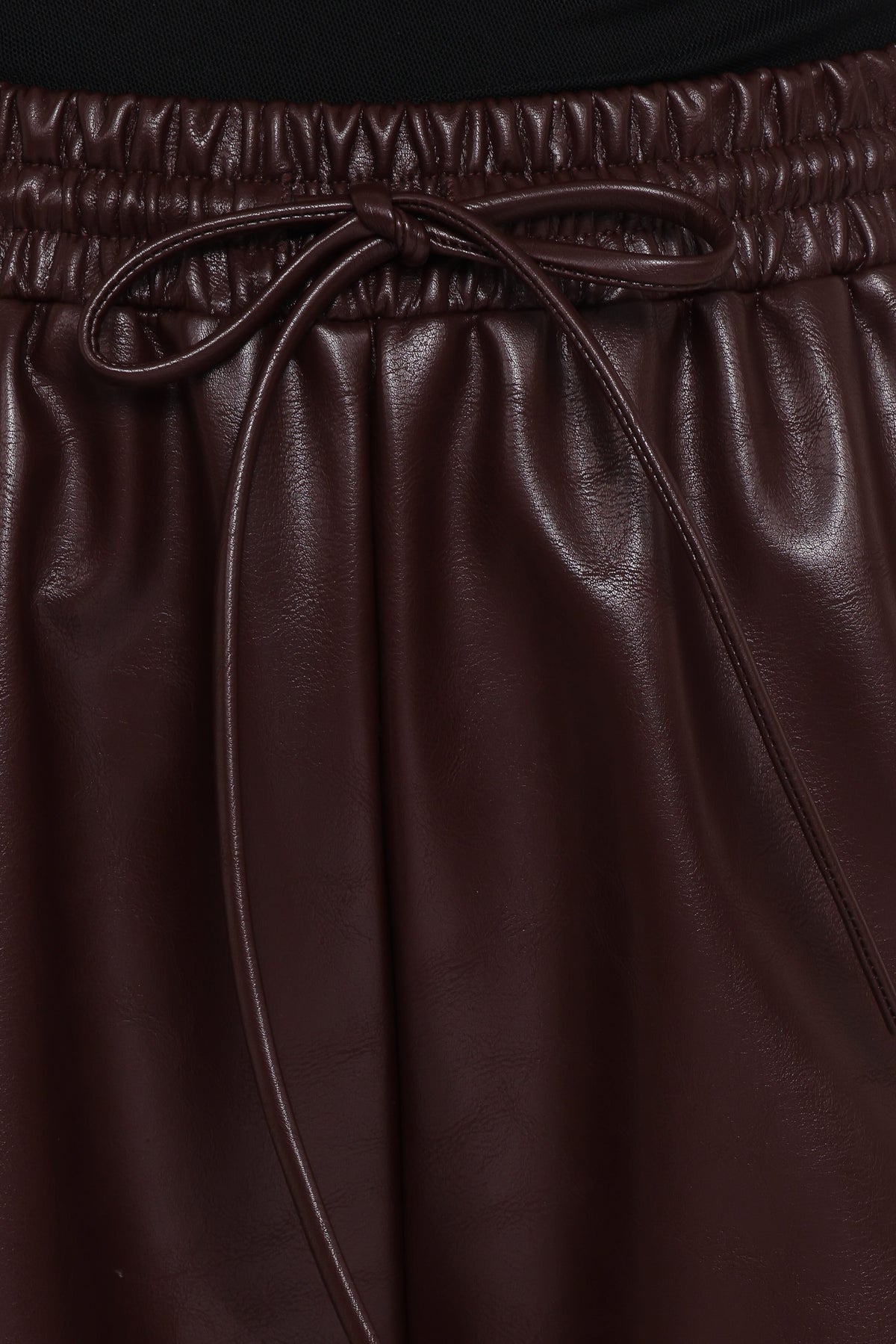 Petal and Pup USA BOTTOMS Saffron Vegan Leather Wide Leg Pant - Burgundy