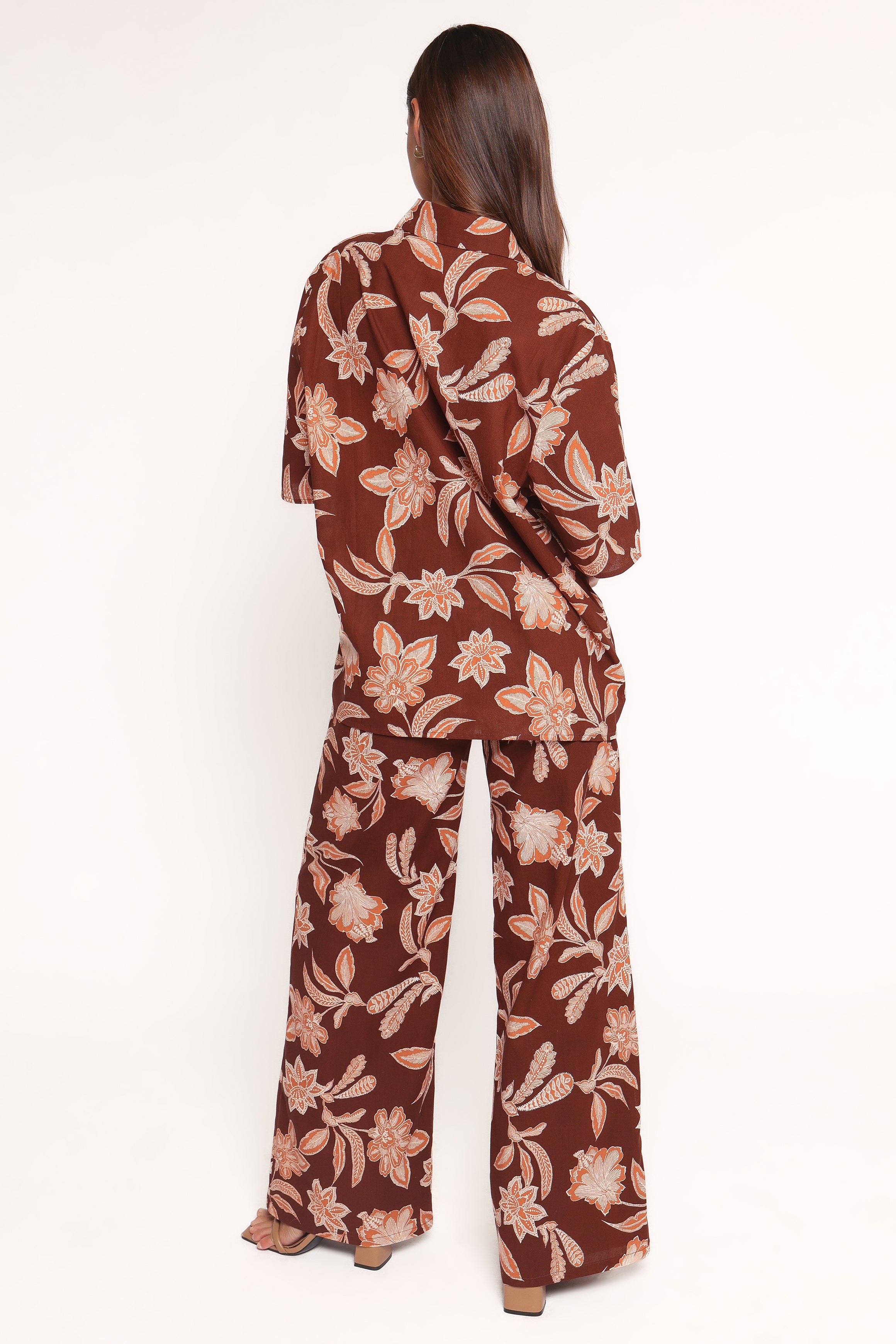 Petal and Pup USA BOTTOMS Samira Wide Leg Pant - Orange Floral