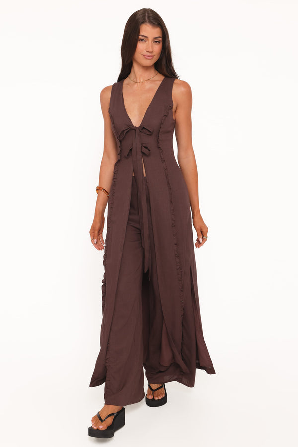 Petal and Pup USA BOTTOMS Samiya Frill Pants - Dark Brown