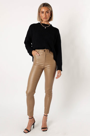 Sammie Vegan Leather Pants - Tan - Petal & Pup USA