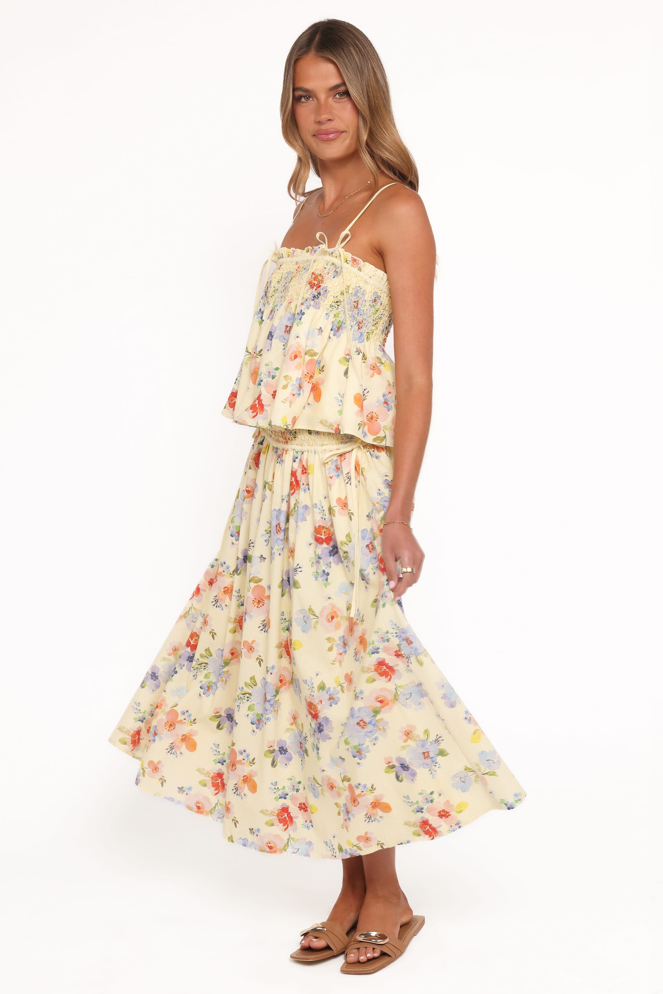 Petal and Pup USA BOTTOMS Saskia Maxi Skirt - Lemon Floral