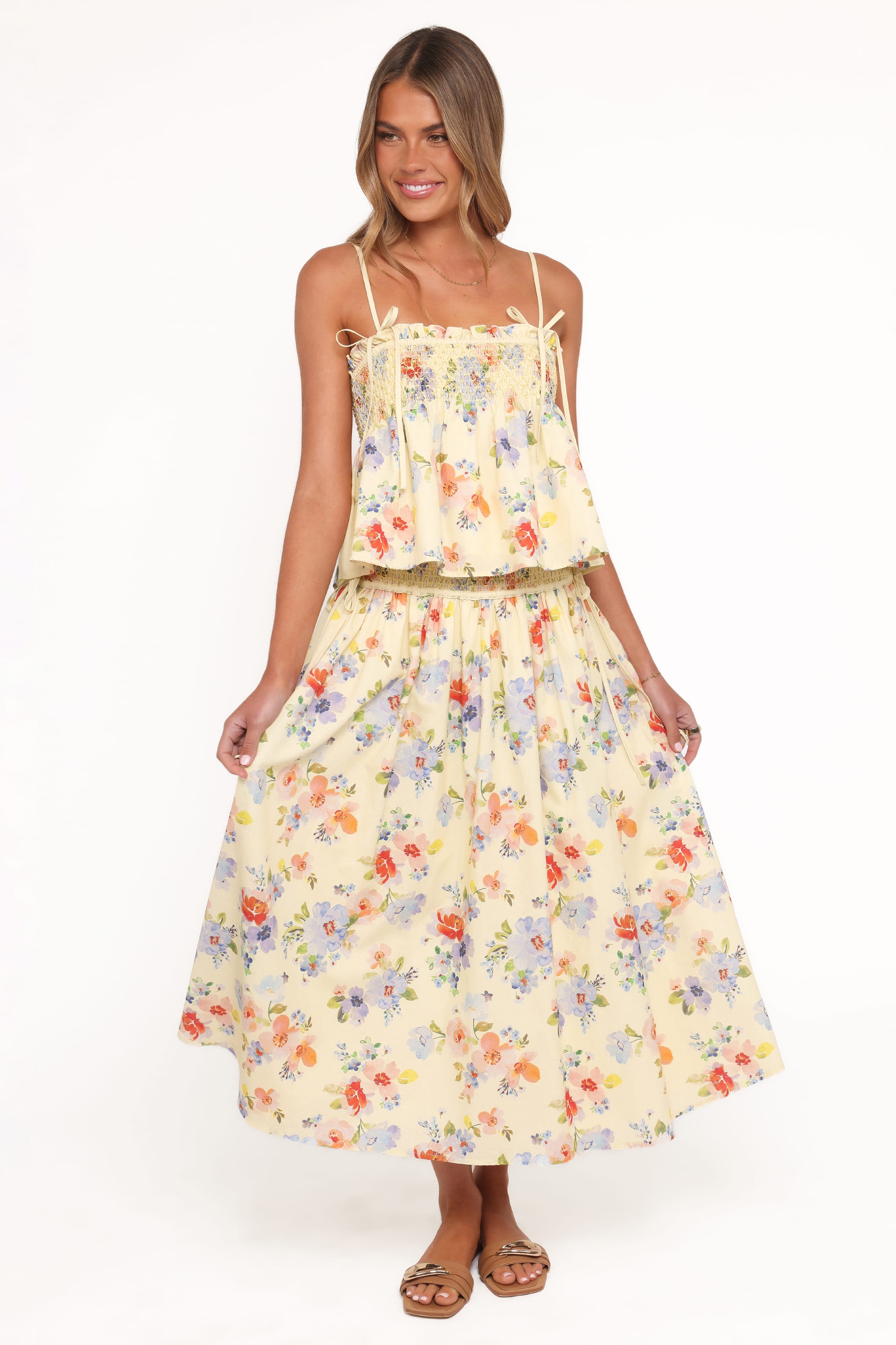 Petal and Pup USA BOTTOMS Saskia Maxi Skirt - Lemon Floral