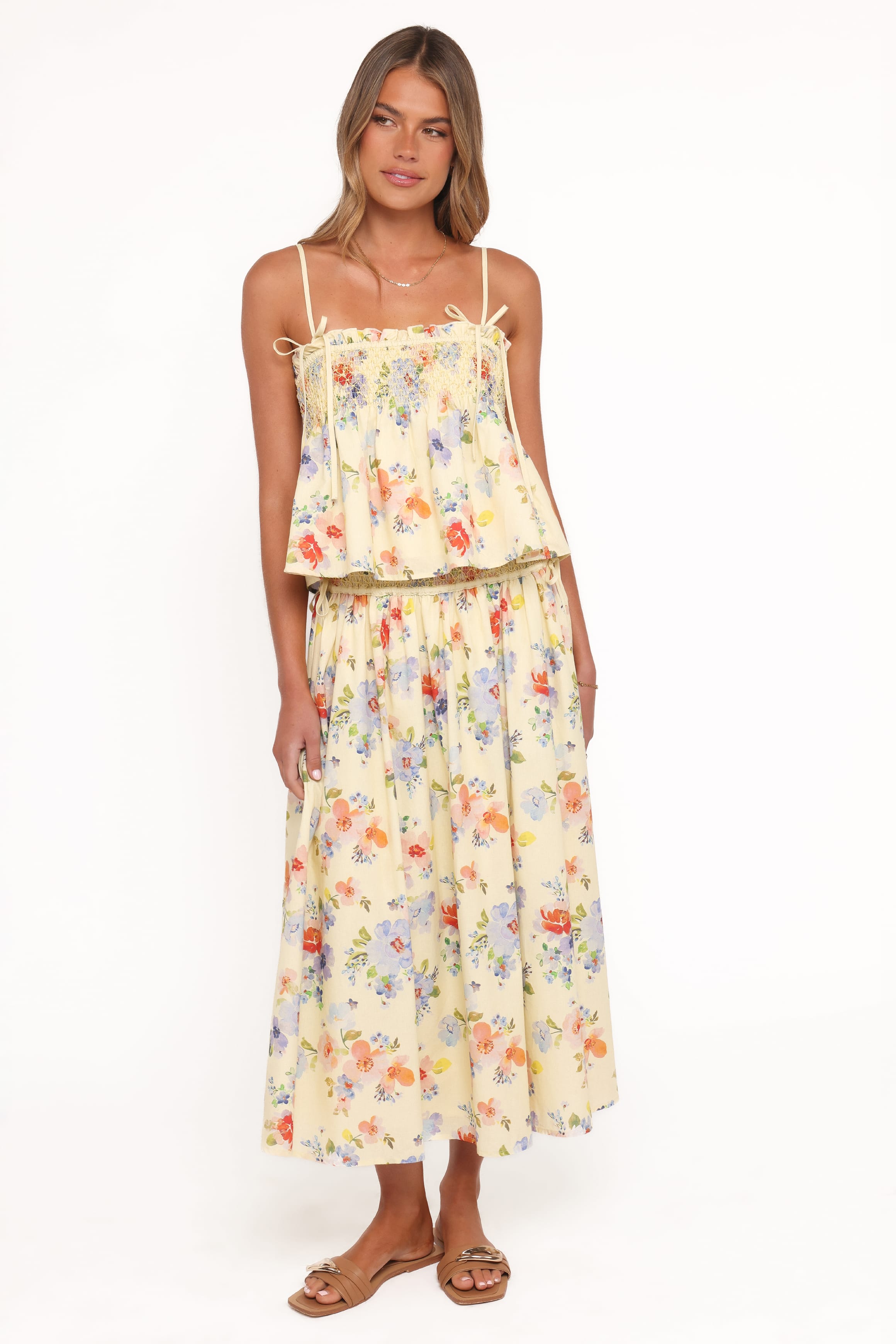 Petal and Pup USA BOTTOMS Saskia Maxi Skirt - Lemon Floral