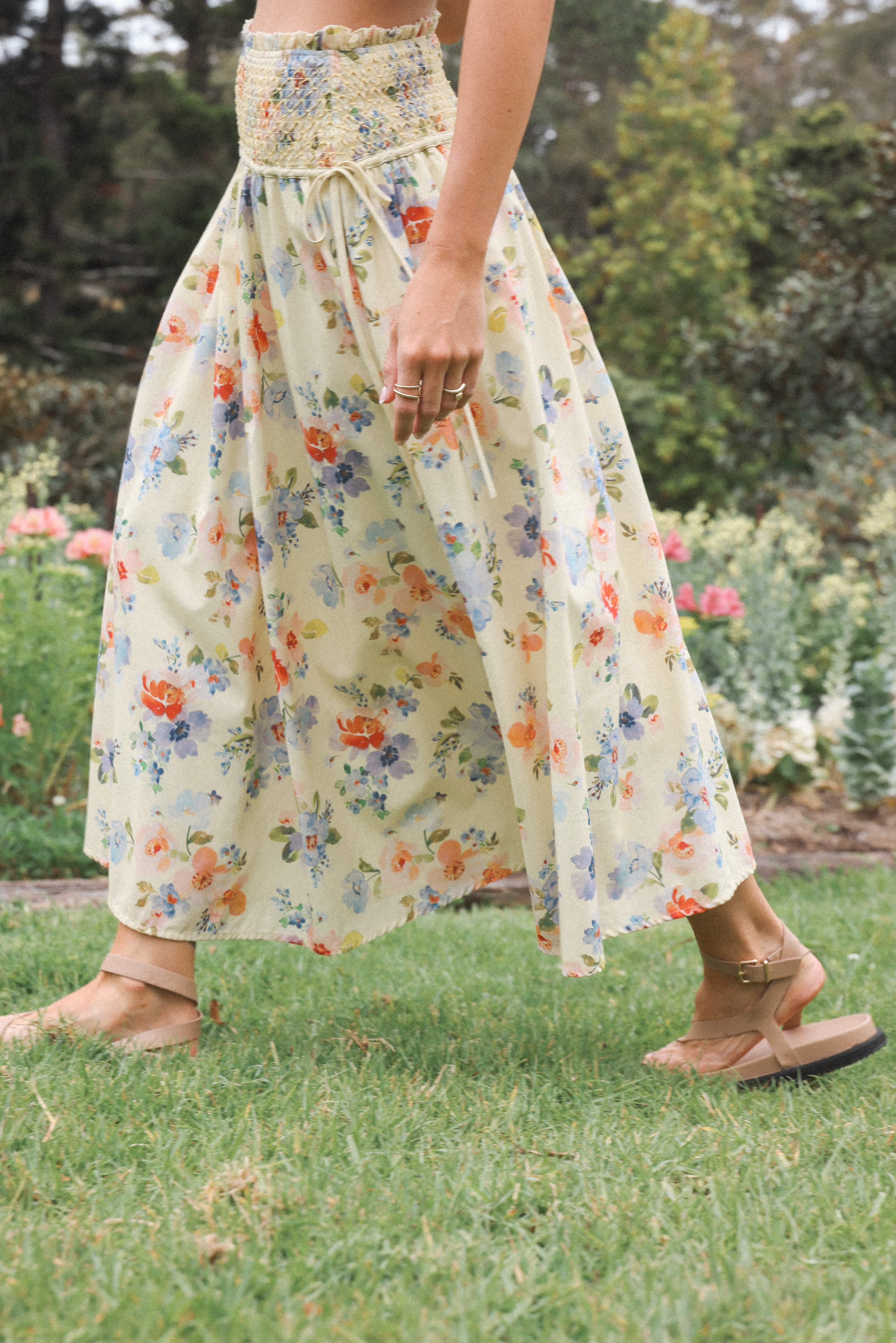 Saskia Maxi Skirt - Lemon Floral | Petal & Pup USA