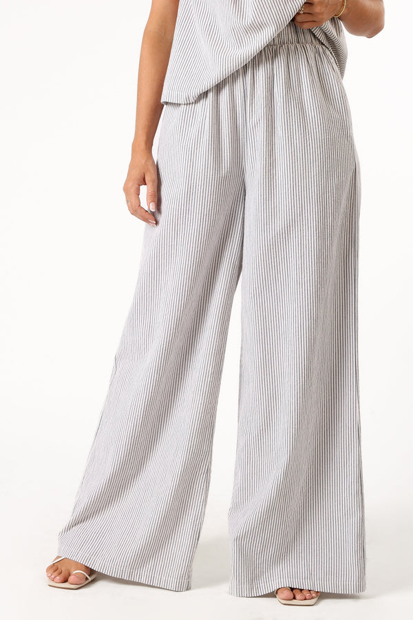 Petal and Pup USA BOTTOMS Savanna Striped Pants - White