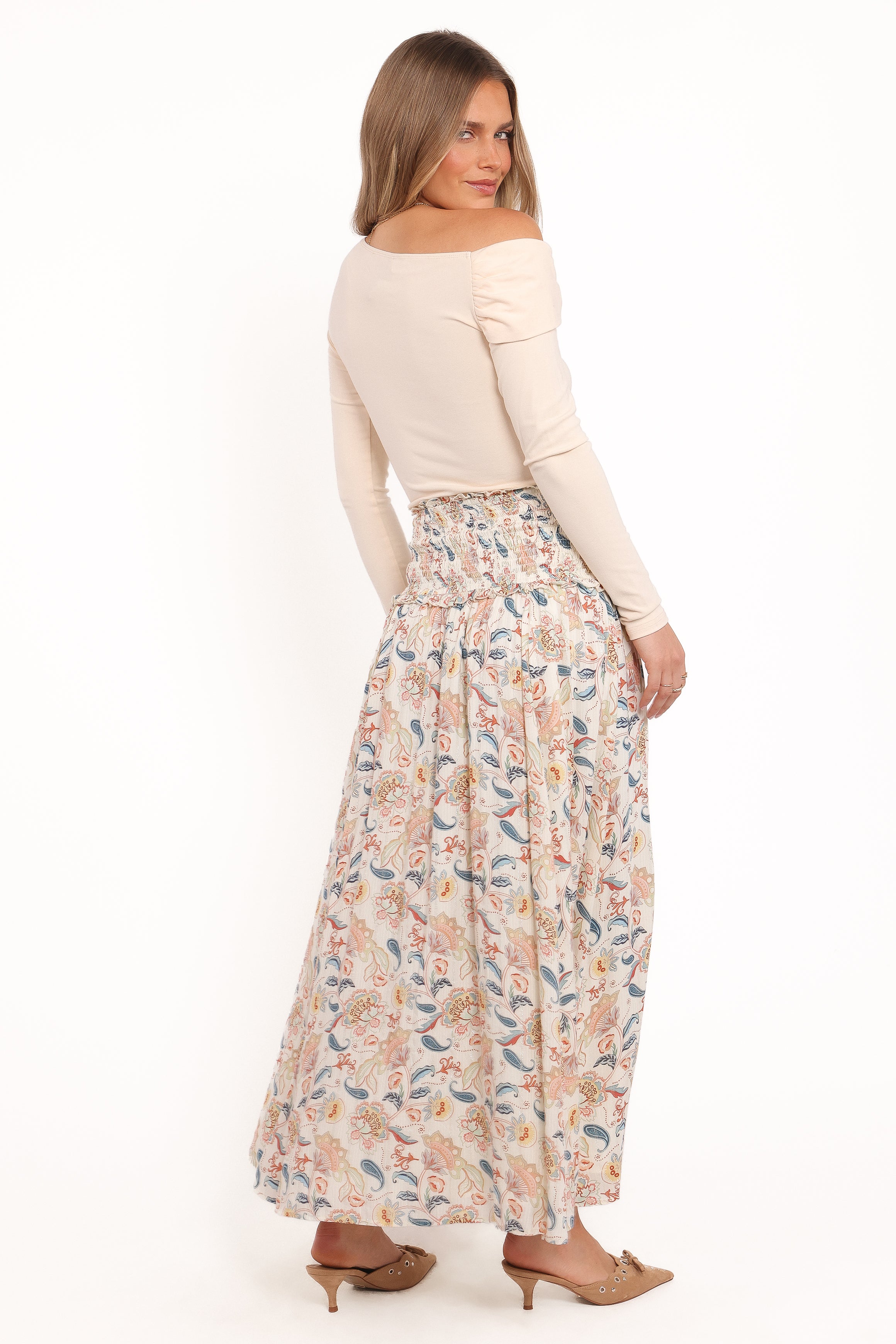 Petal and Pup USA BOTTOMS Seana Shirred Waist Maxi Skirt - Paisley (Hold for Amazon)