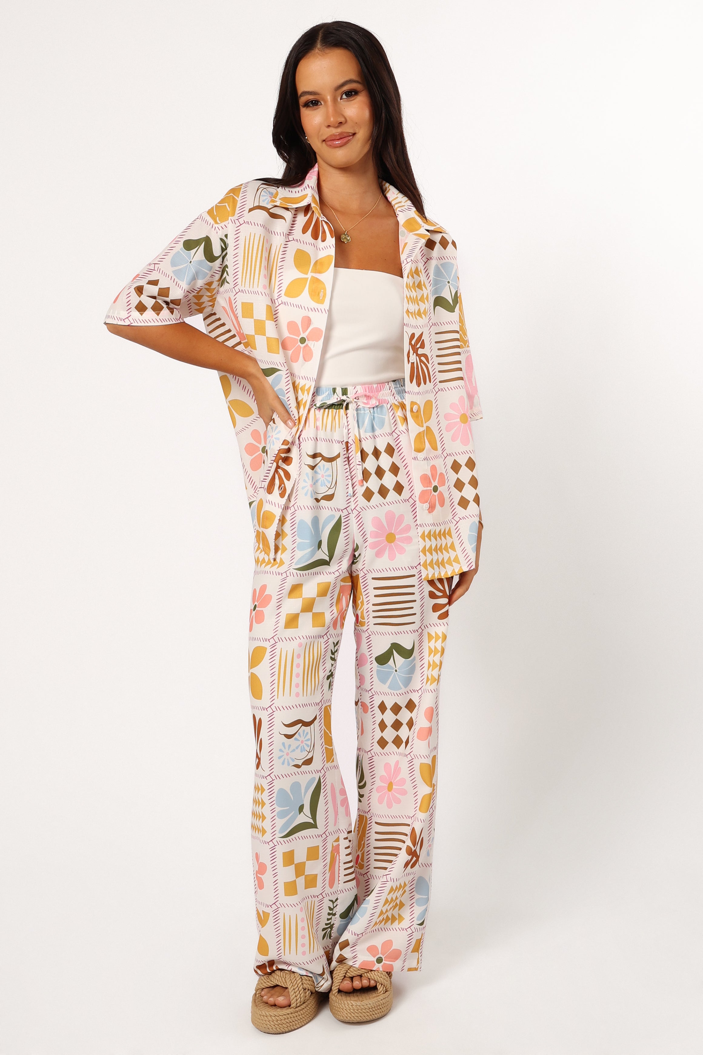 Petal and Pup USA BOTTOMS Shay Pant - White Multi
