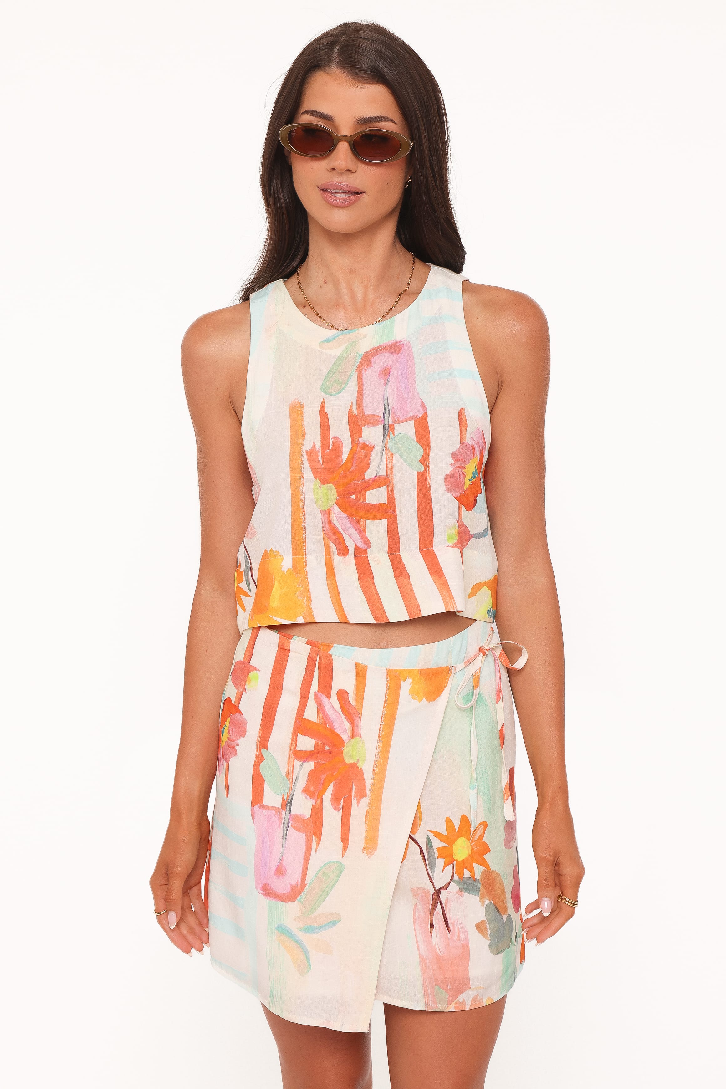 Petal and Pup USA BOTTOMS Siena Wrap Skirt - Blue Alfresco Floral