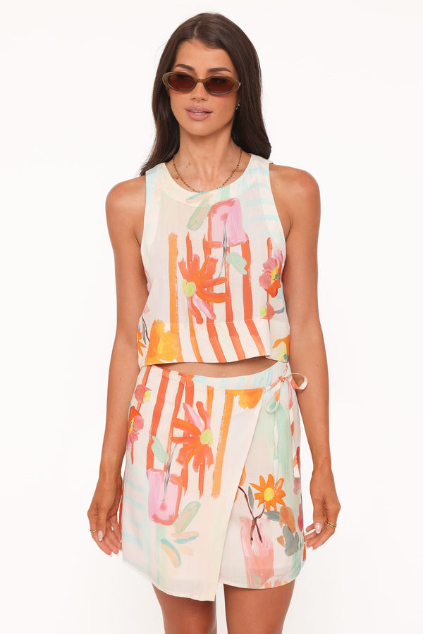 Petal and Pup USA BOTTOMS Siena Wrap Skirt - Blue Alfresco Floral